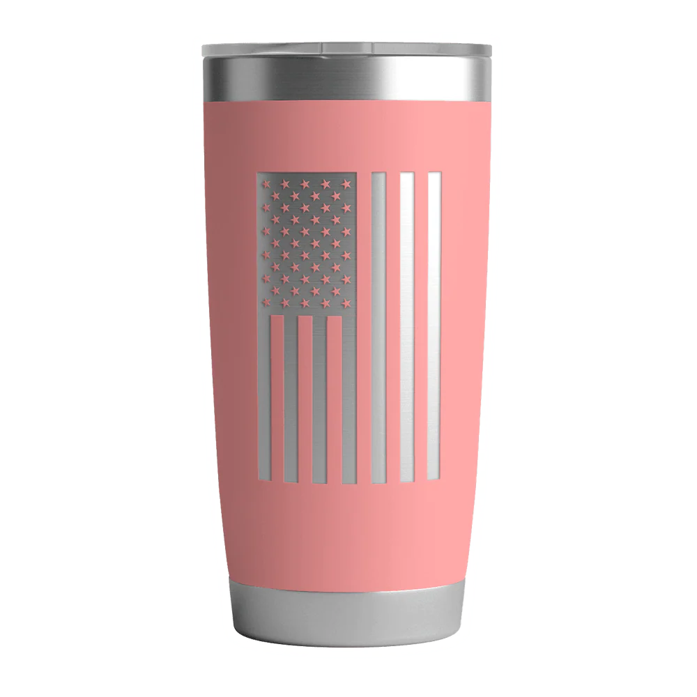 20 OZ Tumbler w\/ Logo & US Flag In Pink - Image 2