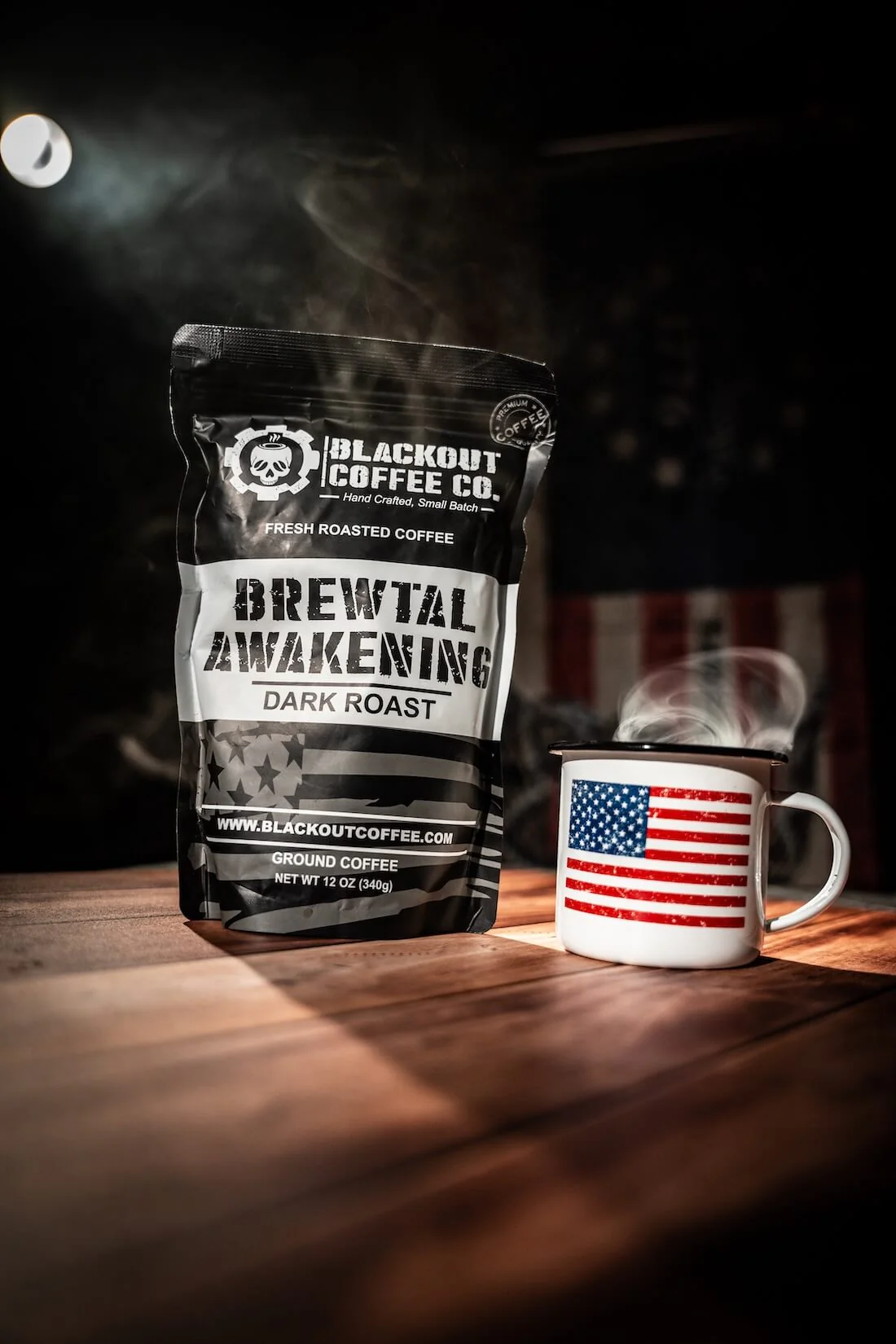 American Flag Camping Enamel Steel Mug 12 oz - Image 4
