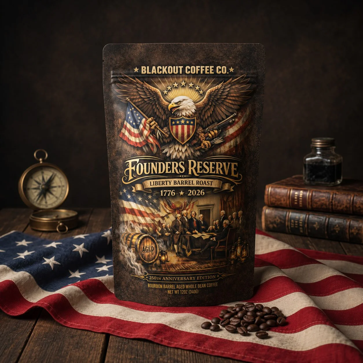 Founders Reserve | Liberty Barrel Roast | Bourbon Barrel Aged Whole Bean Coffee - Image 3