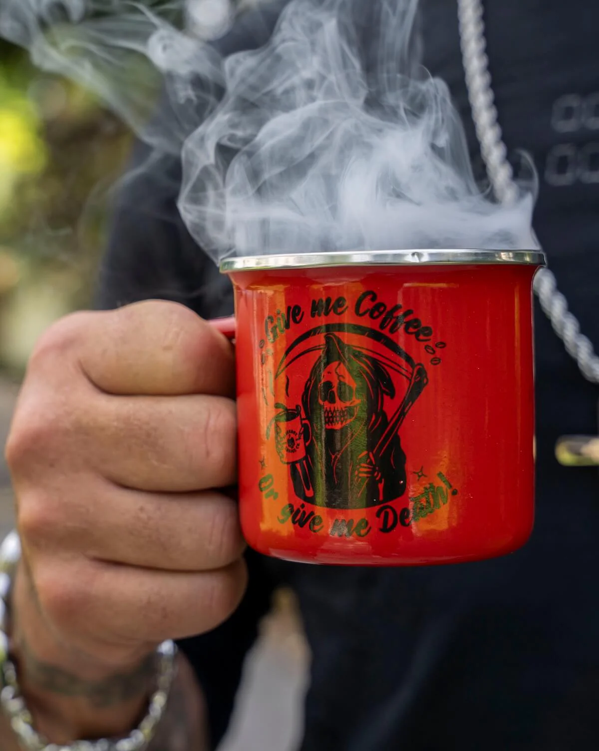 Give Me Coffee Enamel Steel Mug 12 oz - Image 4