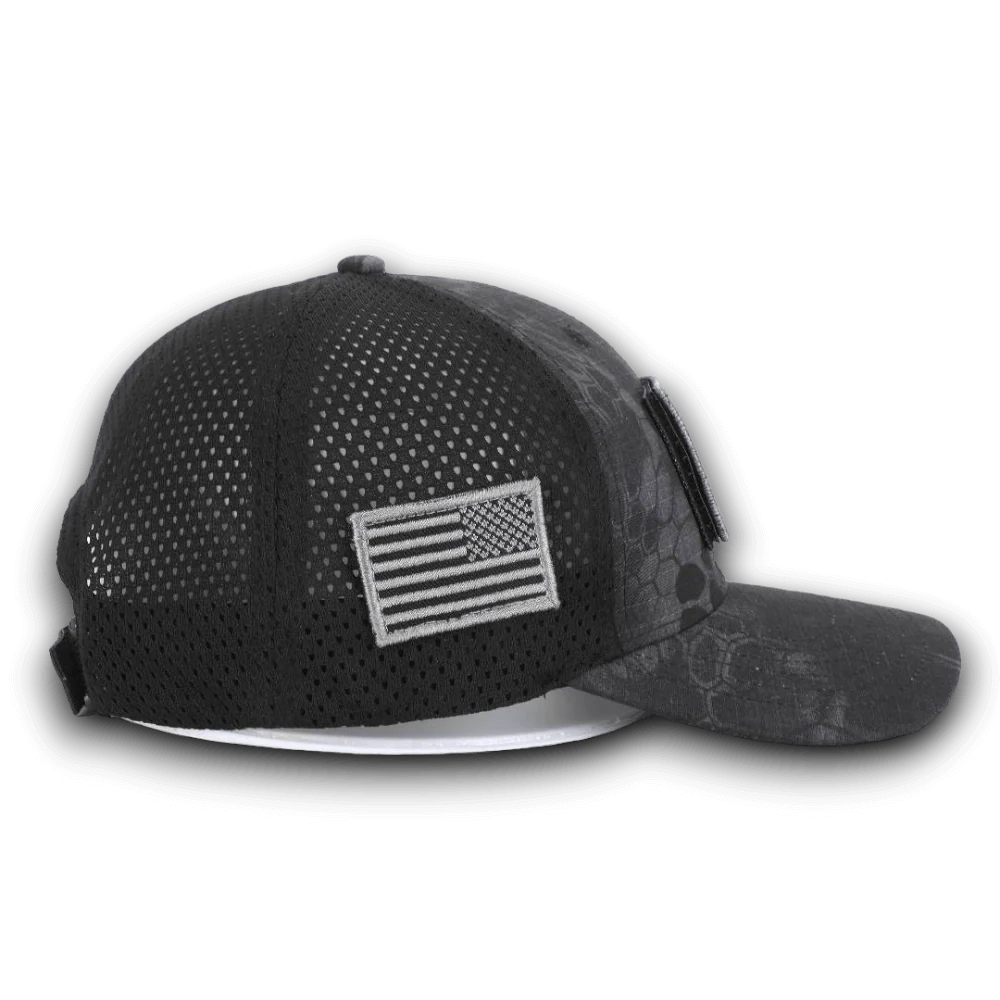 PYTHON BLACK CAMO HAT WITH AMERICAN FLAG PATCH - Image 3